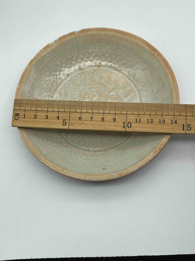 北宋時代　青白磁刻魚文輪花皿　唐草魚藻文盞　景徳鎮　影青(A-78)