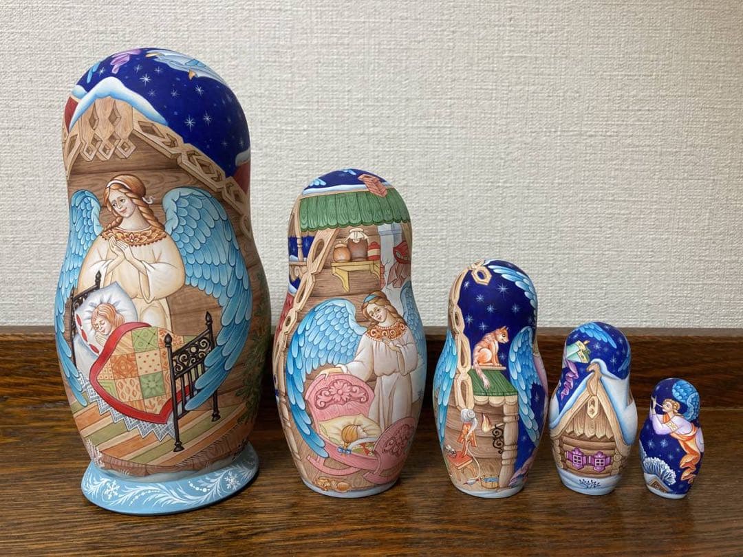 ロシア雑貨☆イコンマトリョーシカ クリスマス(5P)コブロフ工房