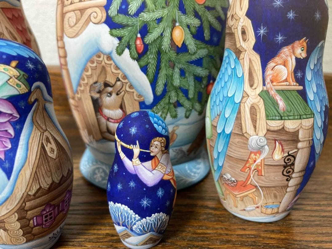 ロシア雑貨☆イコンマトリョーシカ クリスマス(5P)コブロフ工房