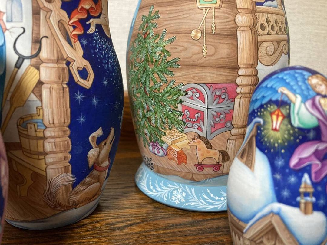 ロシア雑貨☆イコンマトリョーシカ クリスマス(5P)コブロフ工房
