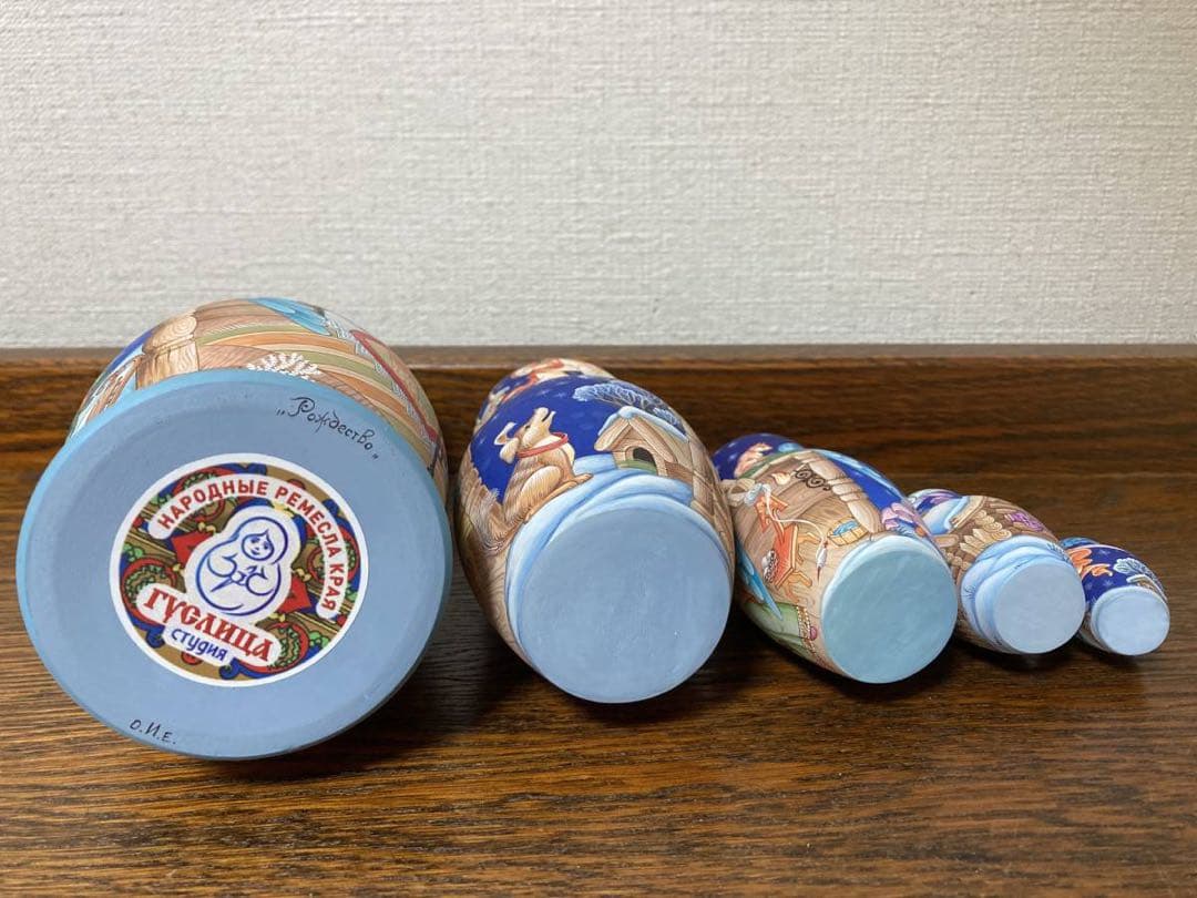 ロシア雑貨☆イコンマトリョーシカ クリスマス(5P)コブロフ工房