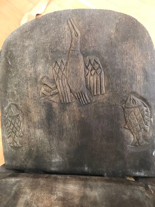 アフリカ　組立椅子　アンティーク　セヌフォ　木彫