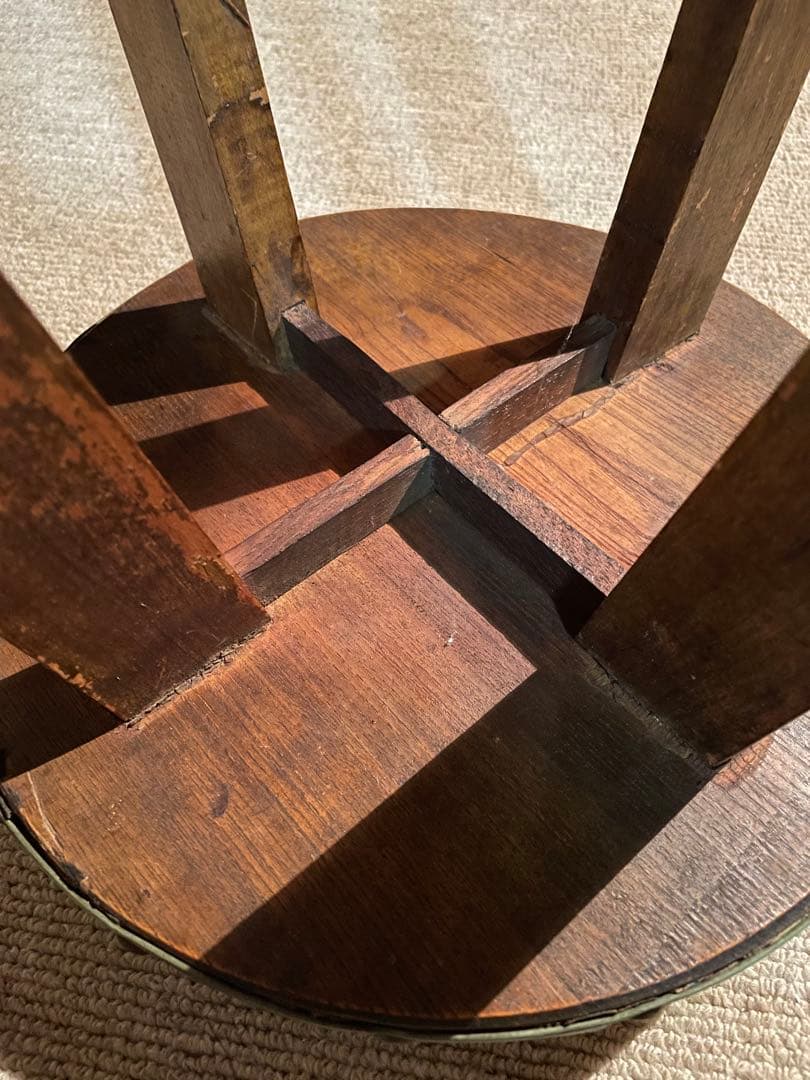 良品　木製丸スツールグリーン