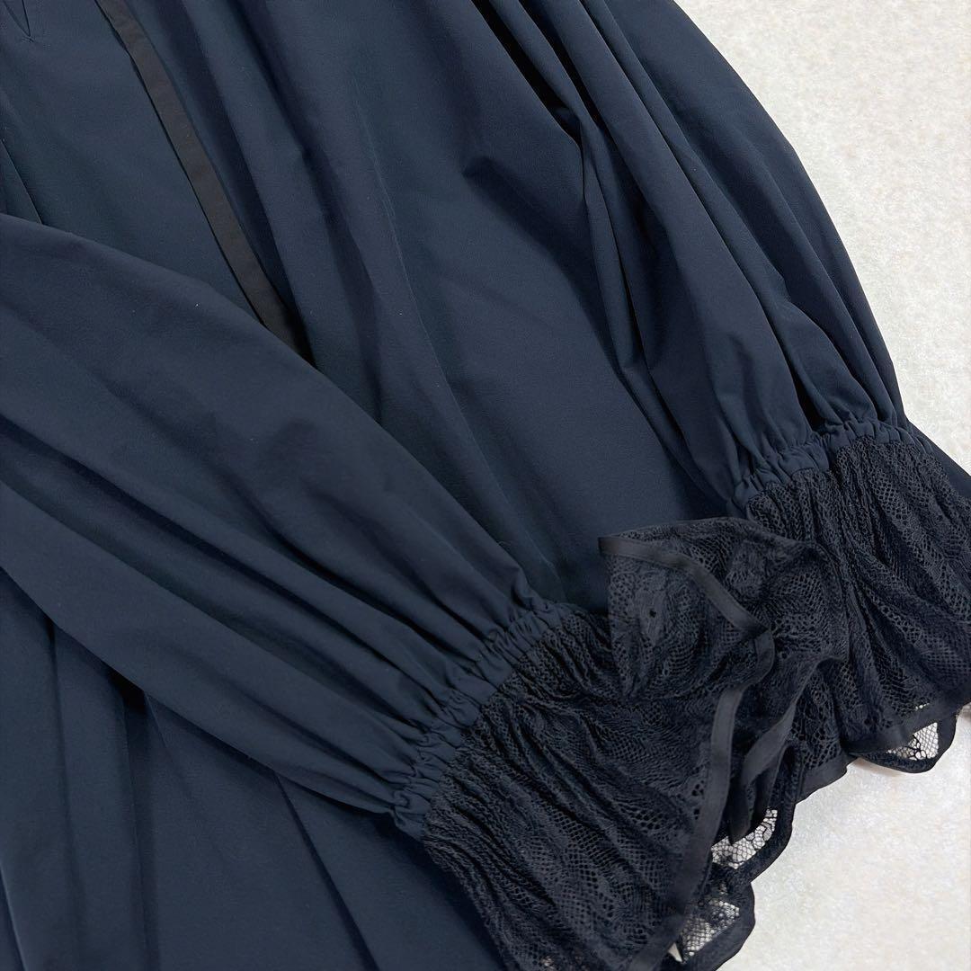 ユナイテッドアローズ レースプリーツ フリル ブラウス ネイビー　セレモニー