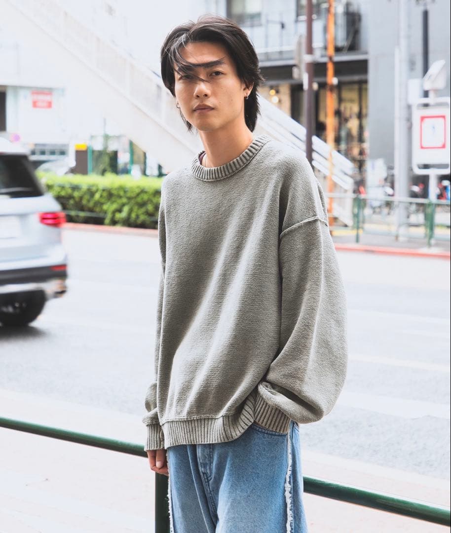7ゲージ フェード クルーネック ニット
