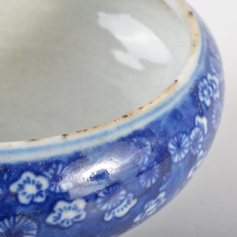 中国　古渡青花花文　筆洗　茶こぼし　C　R7081E