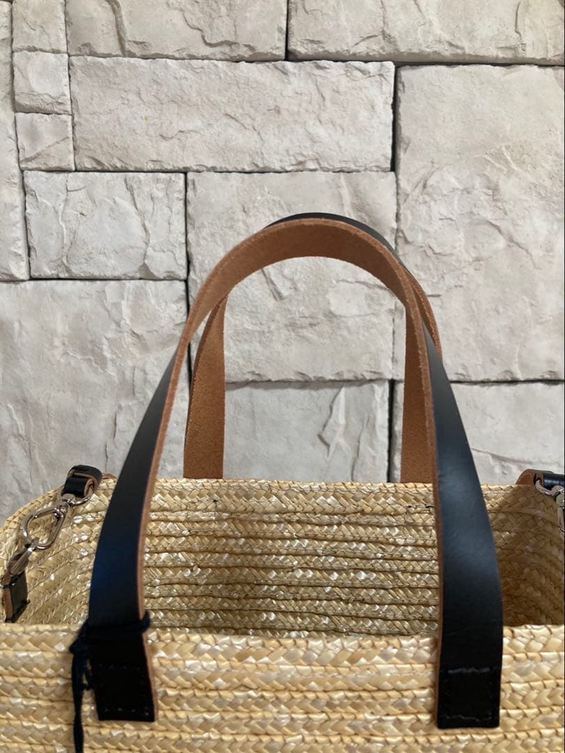 みかん)PLAN C かごバッグ ベージュ/黒