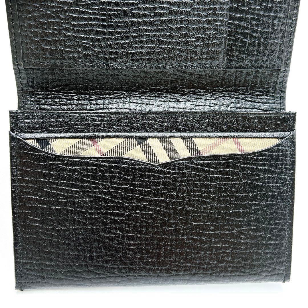 新品同様 ＊ BURBERRY バーバリー 型押し レザー 名刺入れ ブラック