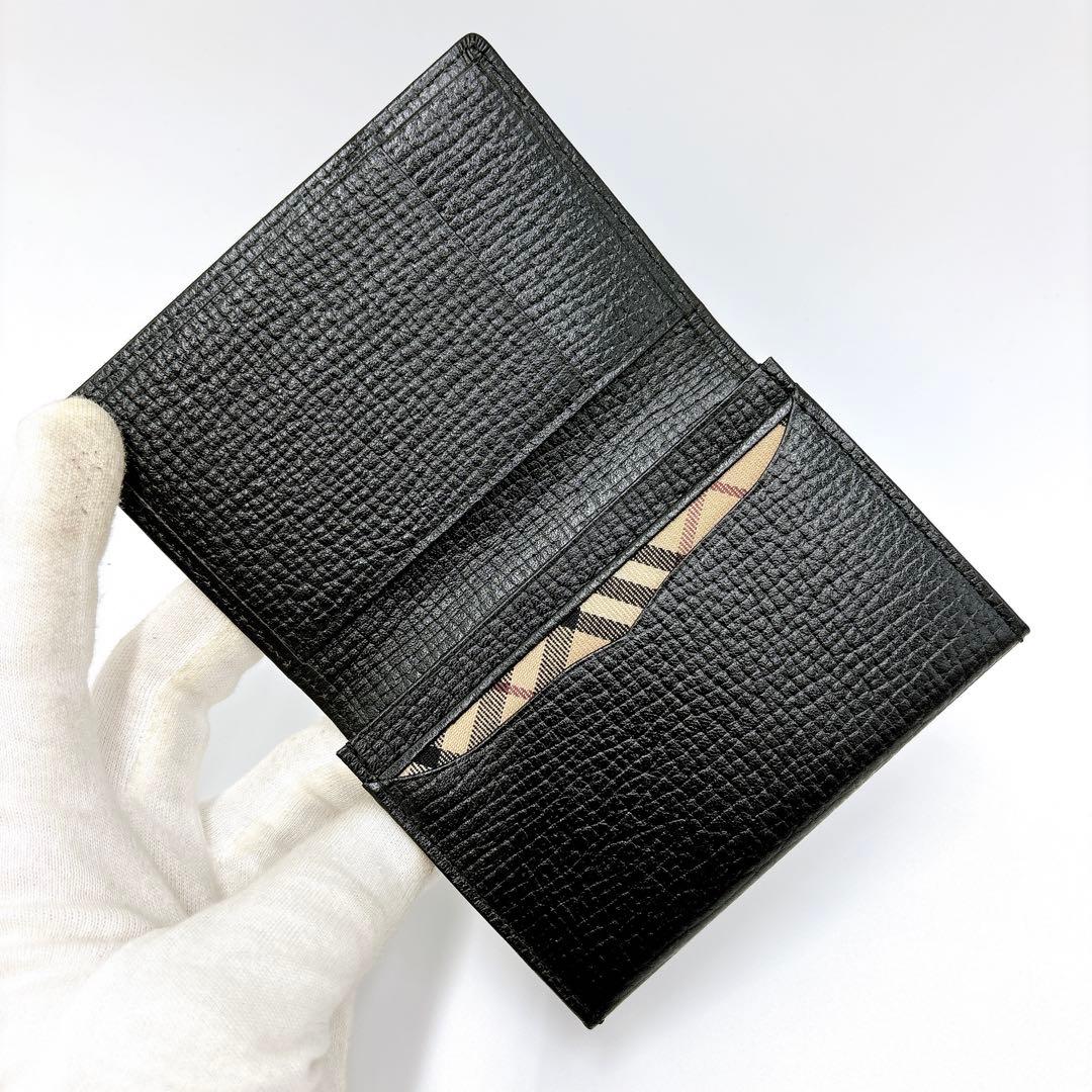 新品同様 ＊ BURBERRY バーバリー 型押し レザー 名刺入れ ブラック