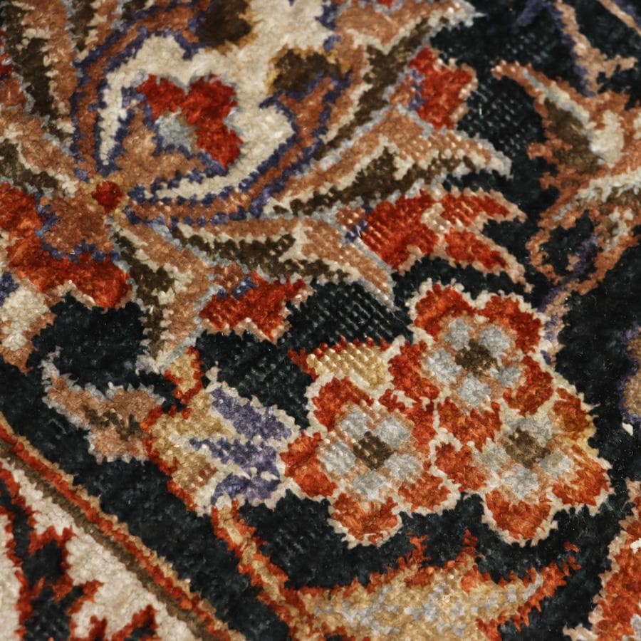 Y2361 中国シルク絨毯 シルク100% 手織り180段 大判276×182㎝