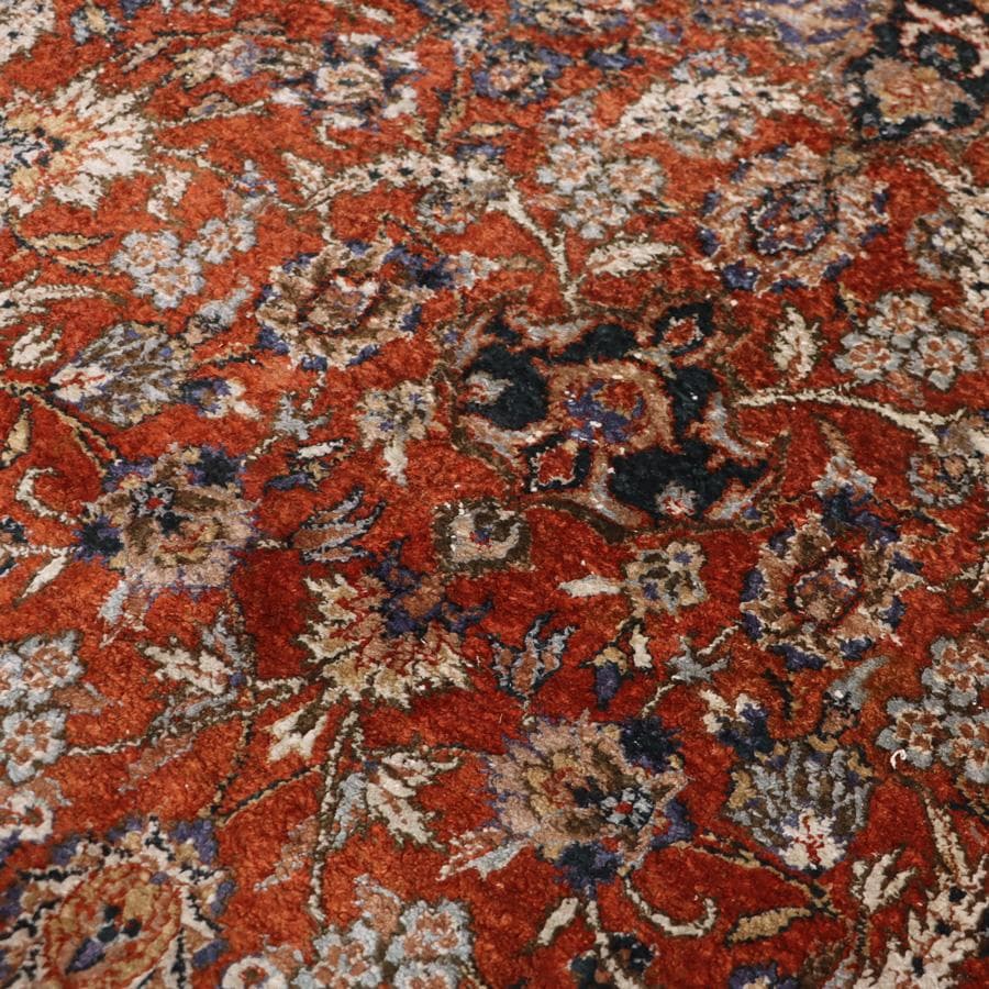 Y2361 中国シルク絨毯 シルク100% 手織り180段 大判276×182㎝