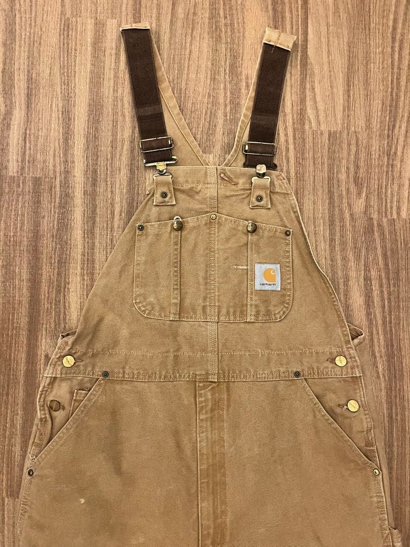 Carhartt ダック地 オーバーオール W34 ダブルニー キャメル