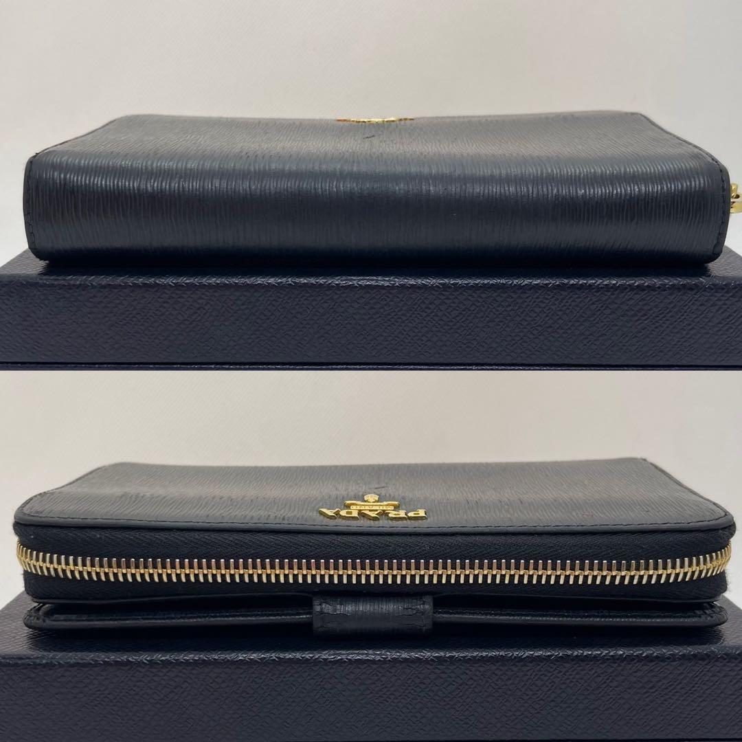 【美品】プラダ 長財布 ラウンドファスナー サフィアーノレザー 小銭入れ付き 黒