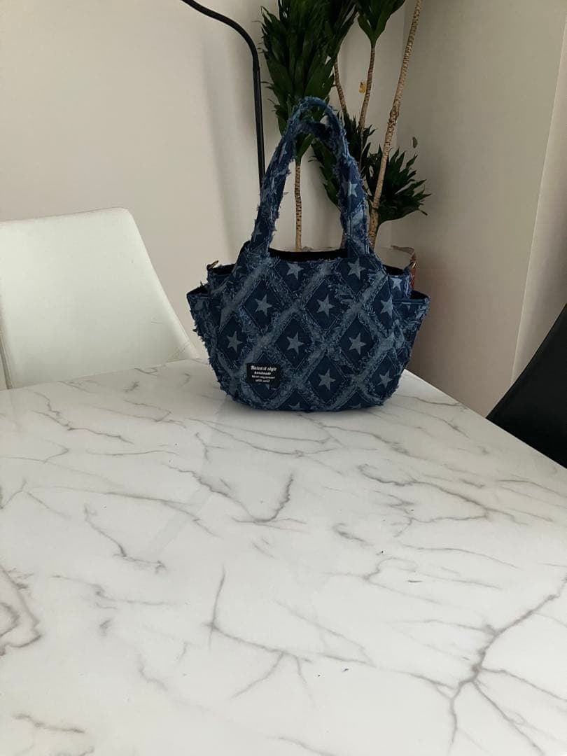 877 LaLa☆　星柄デニムリメイクバック　ハンドメイド　 2点