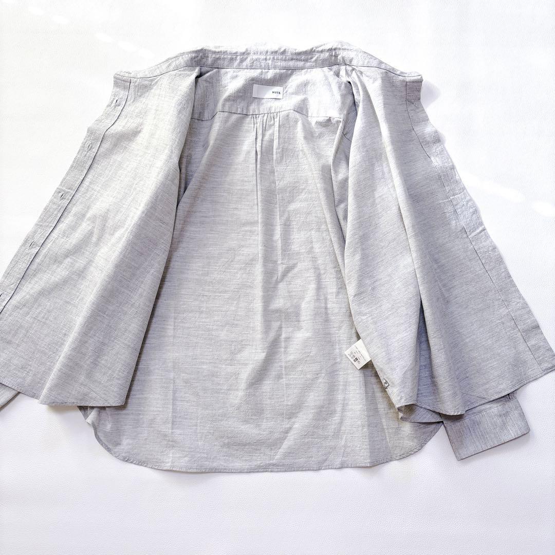 【タグ付き】遠州織物 HUIS. コードレーンワイドブラウス シャツ グレー