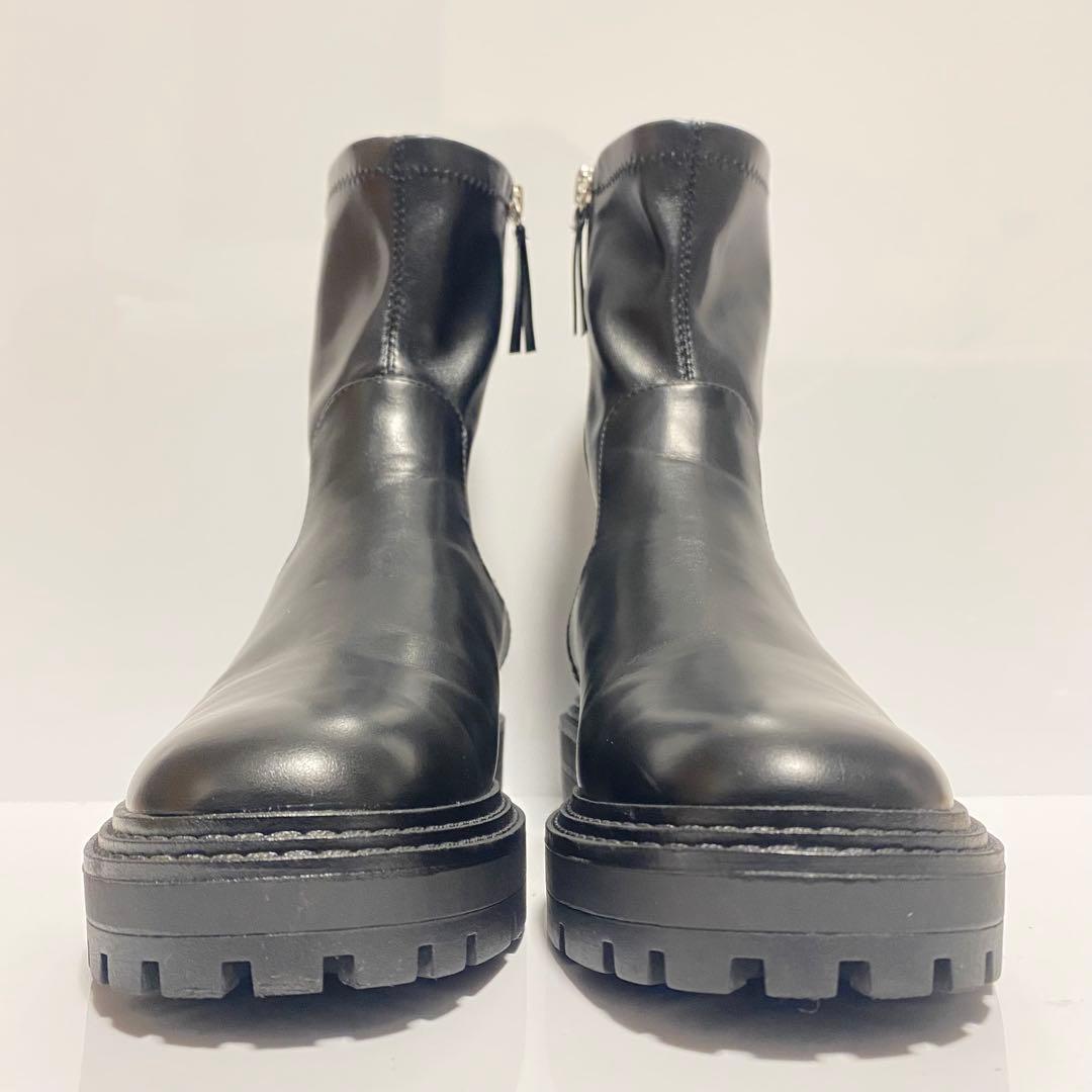 【未使用級】ZARA サイドジップ 厚底トラックソール 24㎝