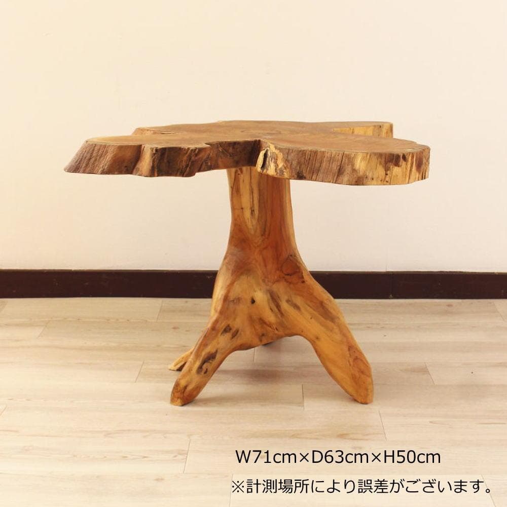 在庫処分 １点もの 木製 テーブル チーク材 天然木 一枚板 切り株 根 7