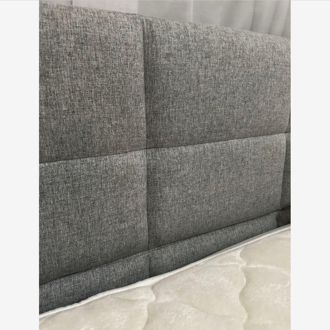 【初売りSALE】セミダブルベッドフレーム ファブリックベッドグレー