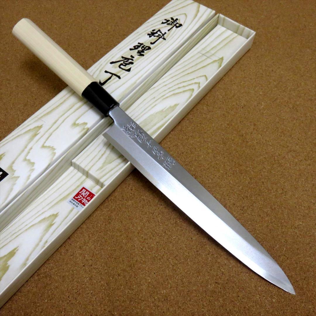 関の刃物 柳刃包丁 205mm SK5 軟鉄 片刃 右利き用 刺身包丁 朴の木