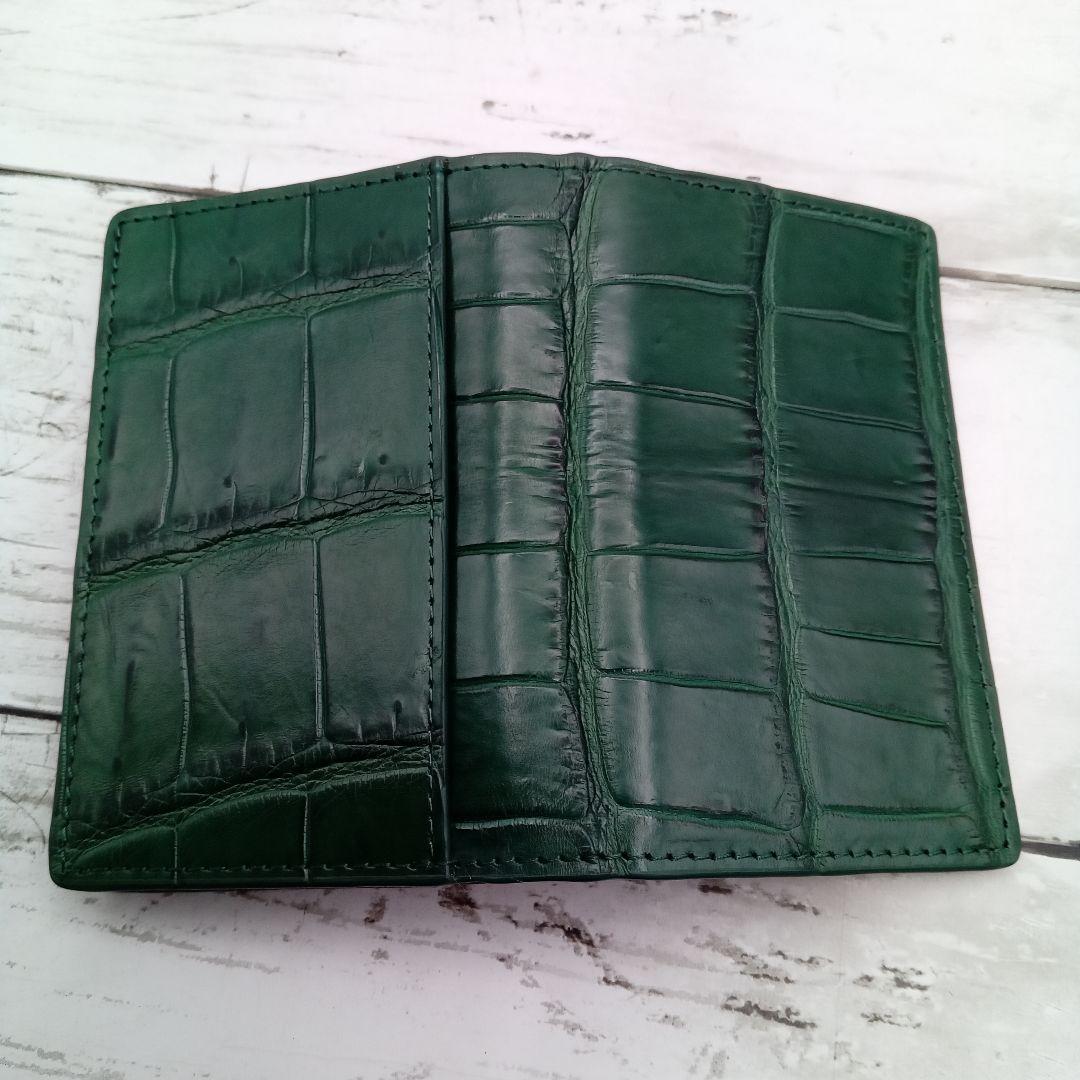 クロコダイル　クロコ　緑　名刺入れ　カードケース　本革
