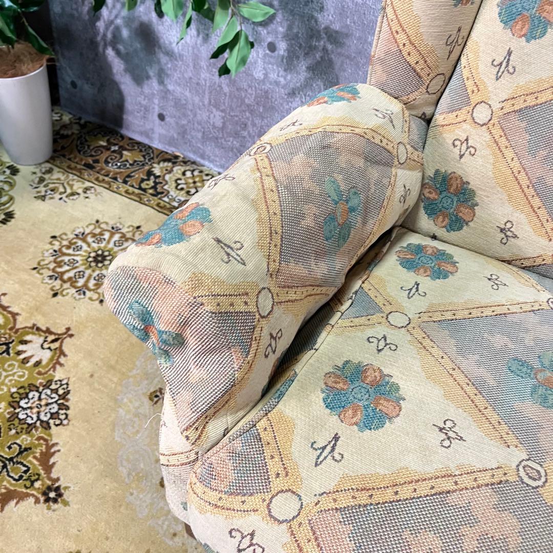 ꧁クラシック家具꧂1人掛けソファ アームソファ アンティーク 王宮 パッチワーク