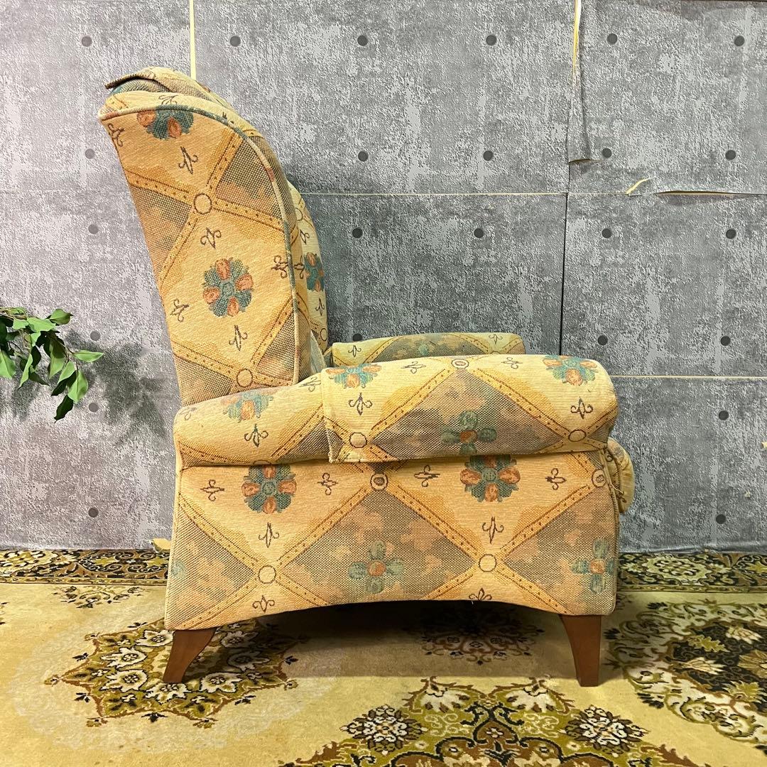 ꧁クラシック家具꧂1人掛けソファ アームソファ アンティーク 王宮 パッチワーク