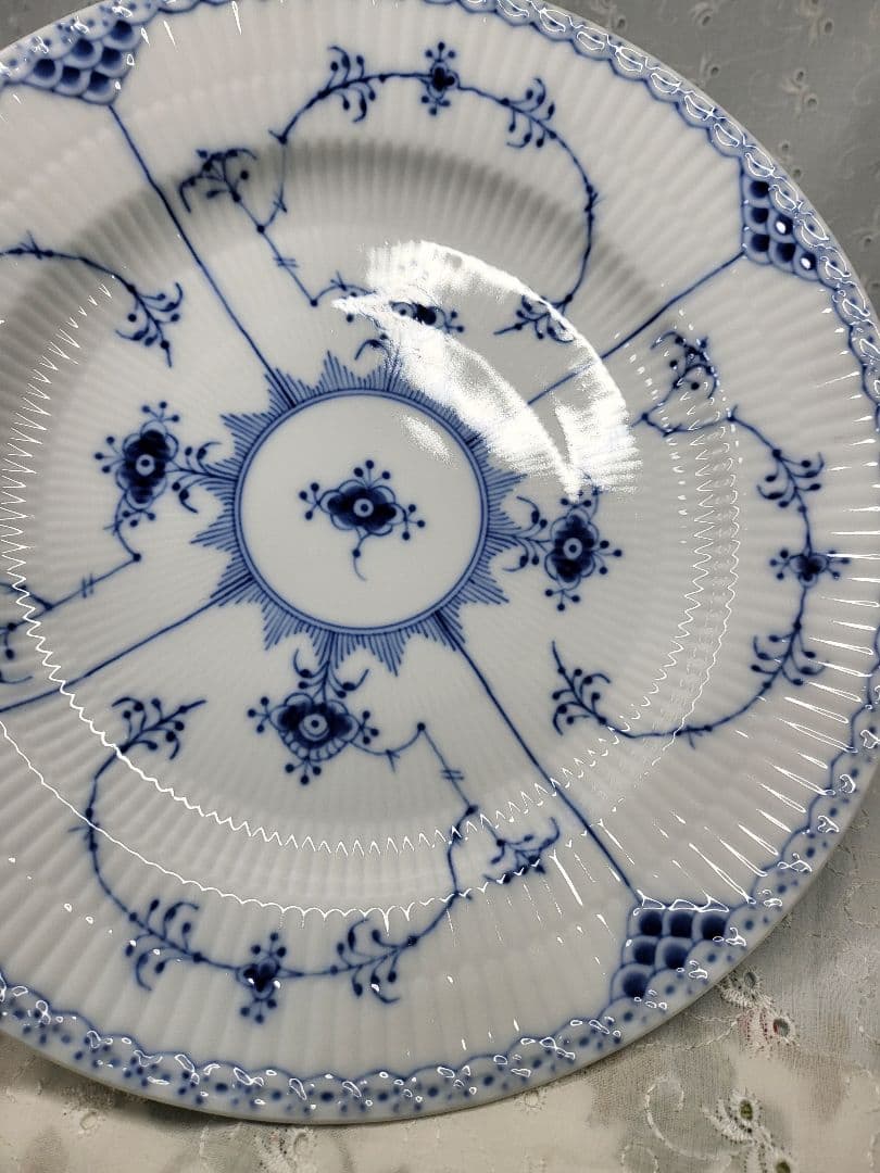 未使用✨ロイヤルコペンハーゲン ブルーフルーテッド ハーフレース プレート 大皿