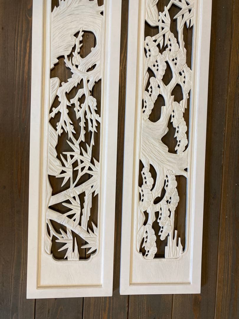 欄間　白　リメイク　ディスプレイ　店舗　彫刻　アートフレーム