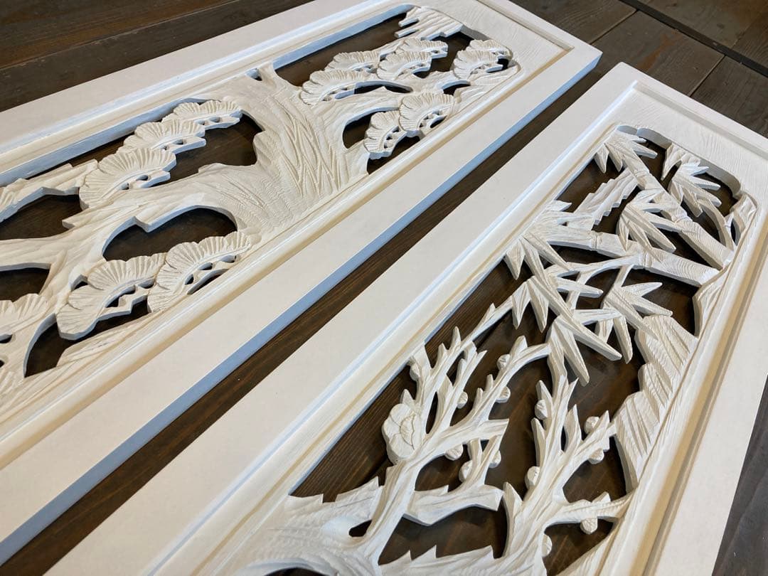 欄間　白　リメイク　ディスプレイ　店舗　彫刻　アートフレーム