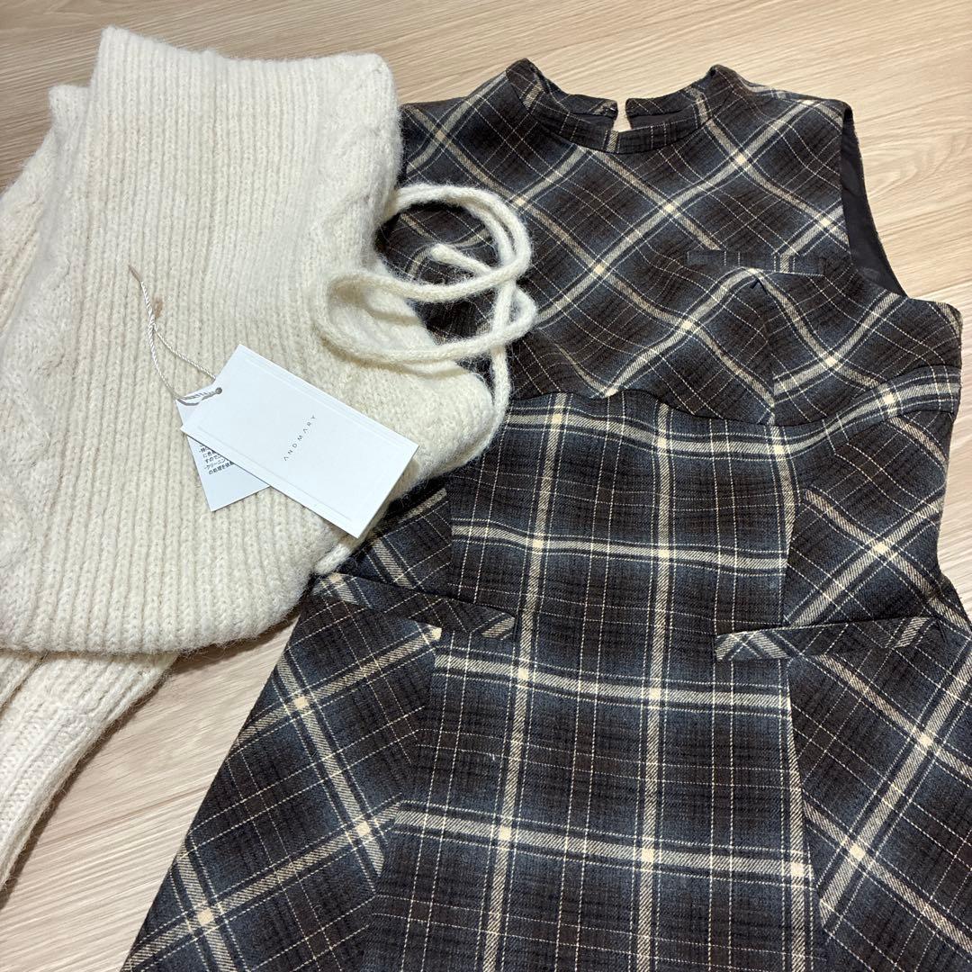 正規品 andmary Mimi check set mini dress