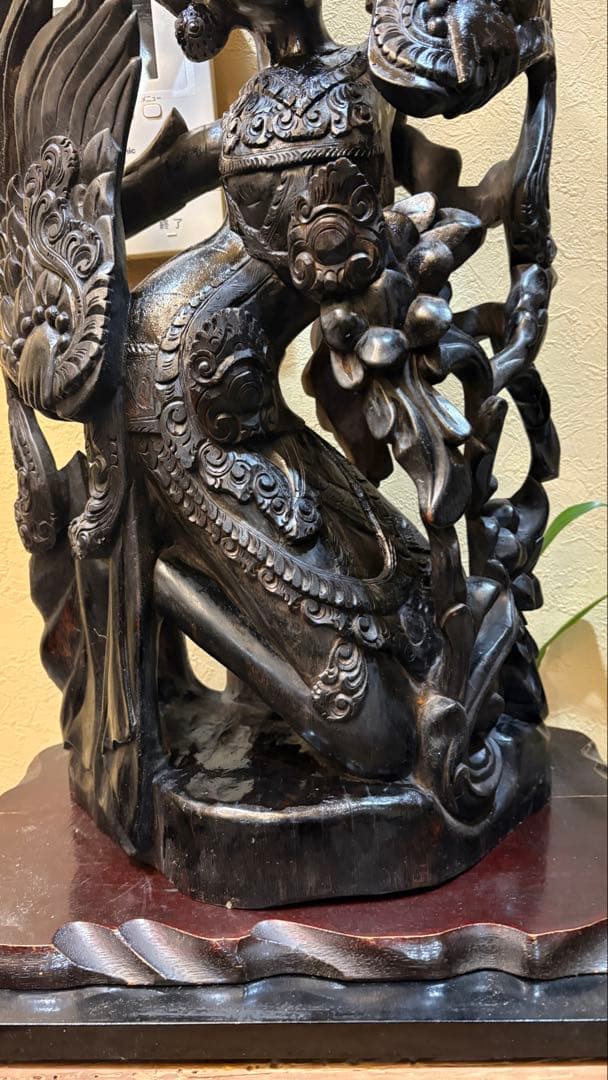 黒檀 木彫 細密彫刻 女神 83cm 大型 バリ　木彫　アジアン　ラマーヤナ神話