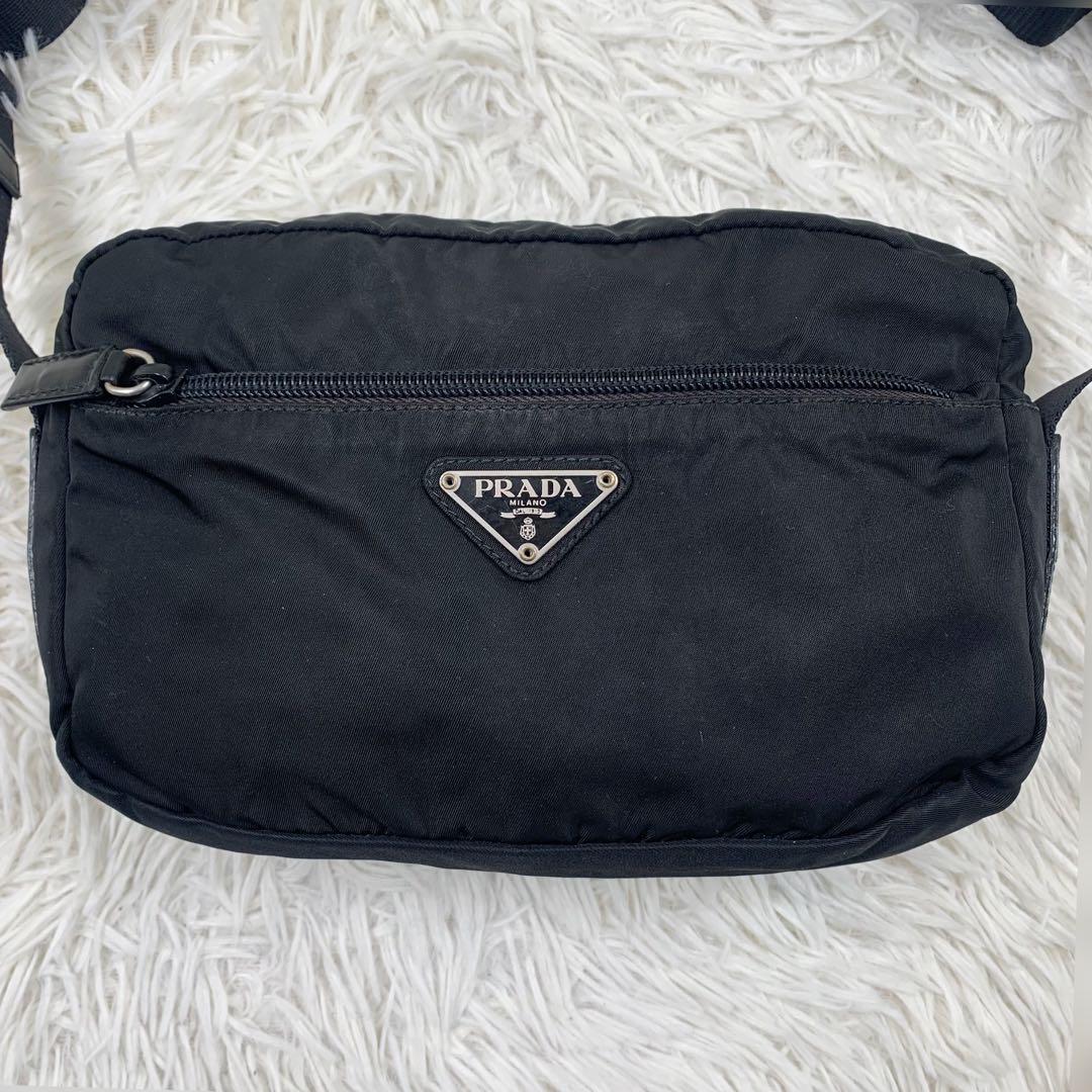 【✨美品✨】プラダ カメラバッグ 三角ロゴ ナイロン レザー ブラック