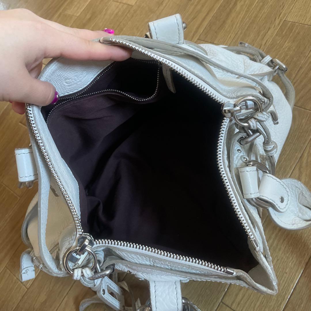 ホワイトレザー　 パディントン　ロック付き