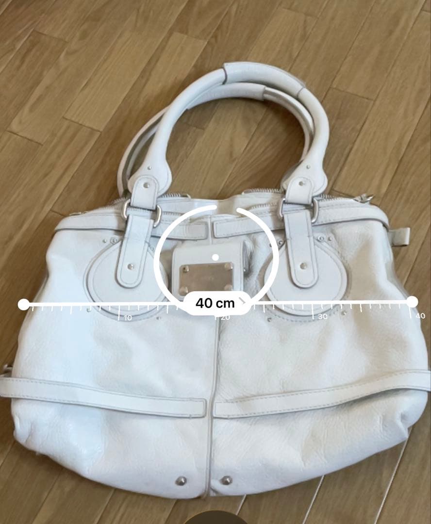 ホワイトレザー　 パディントン　ロック付き