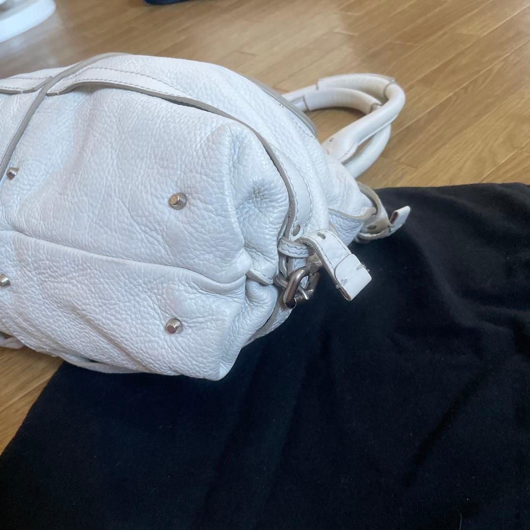 ホワイトレザー　 パディントン　ロック付き