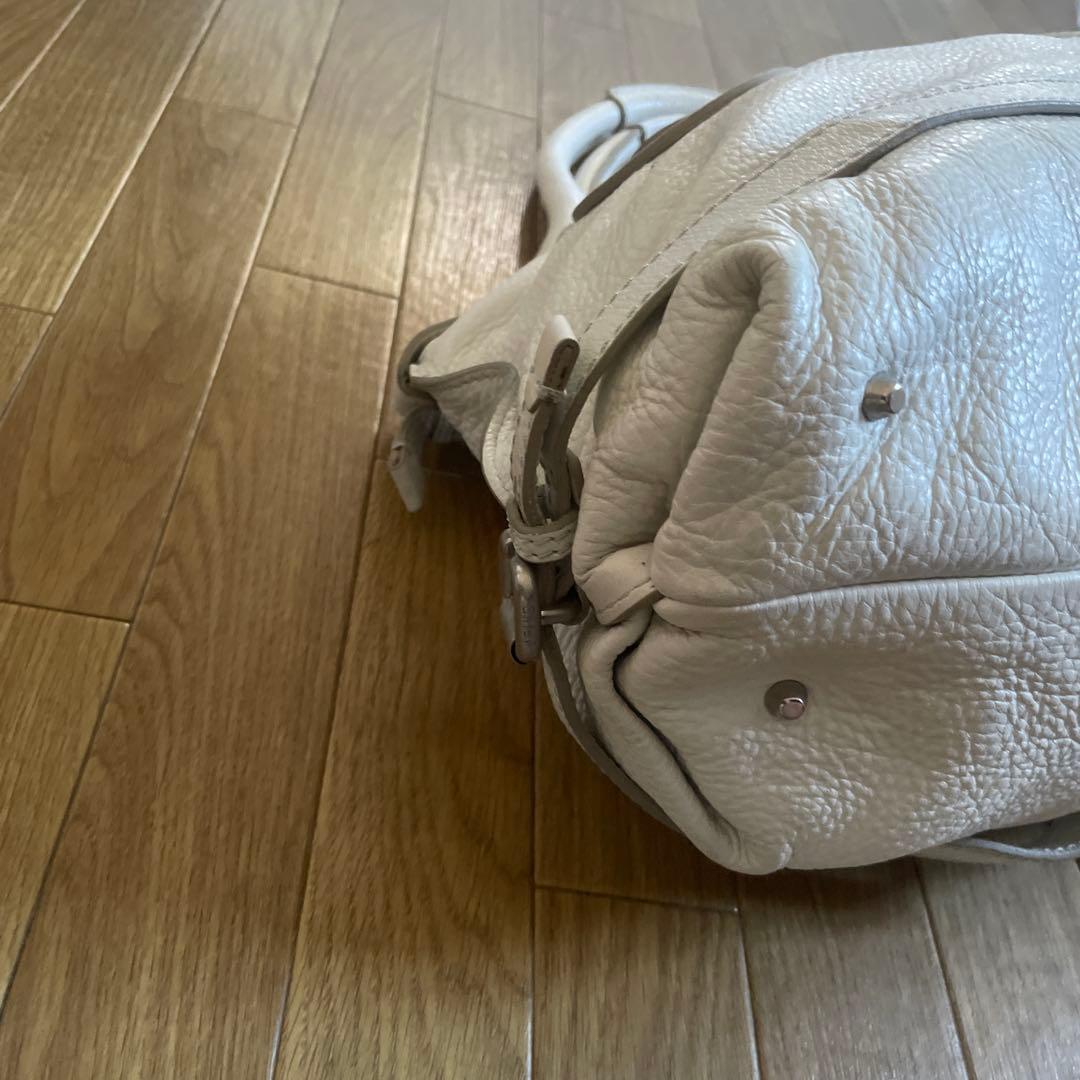 ホワイトレザー　 パディントン　ロック付き