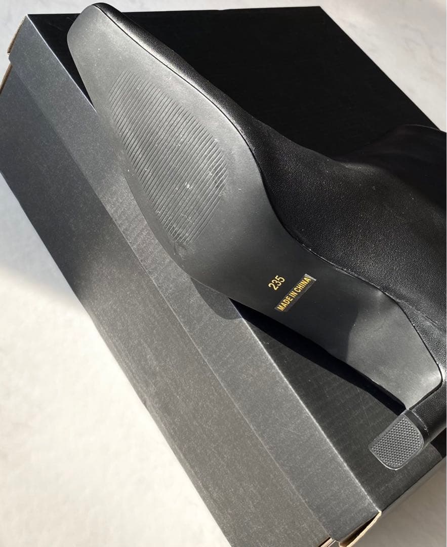 ADAM ET ROPE' MOL レザー ワイド シャフト ブーツ ブラック