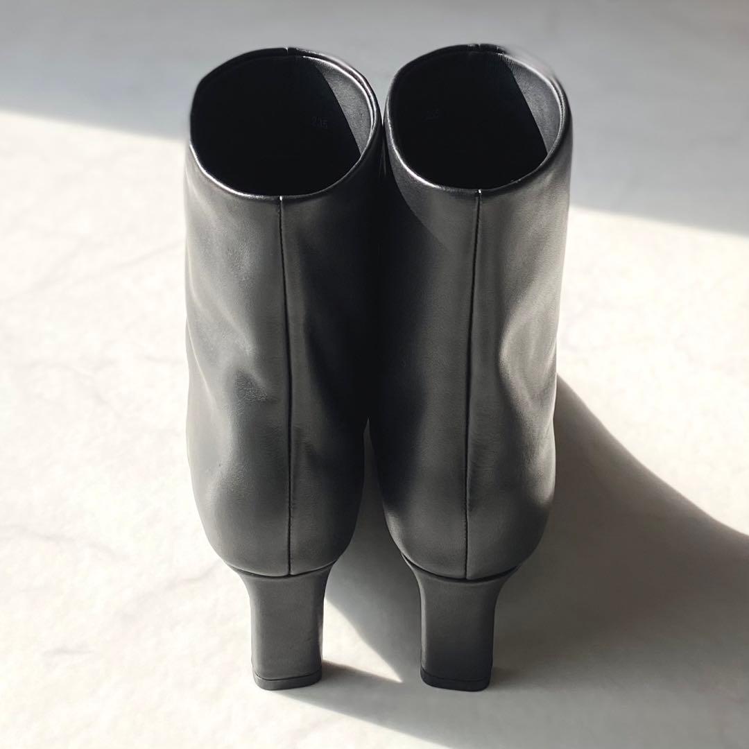 ADAM ET ROPE' MOL レザー ワイド シャフト ブーツ ブラック