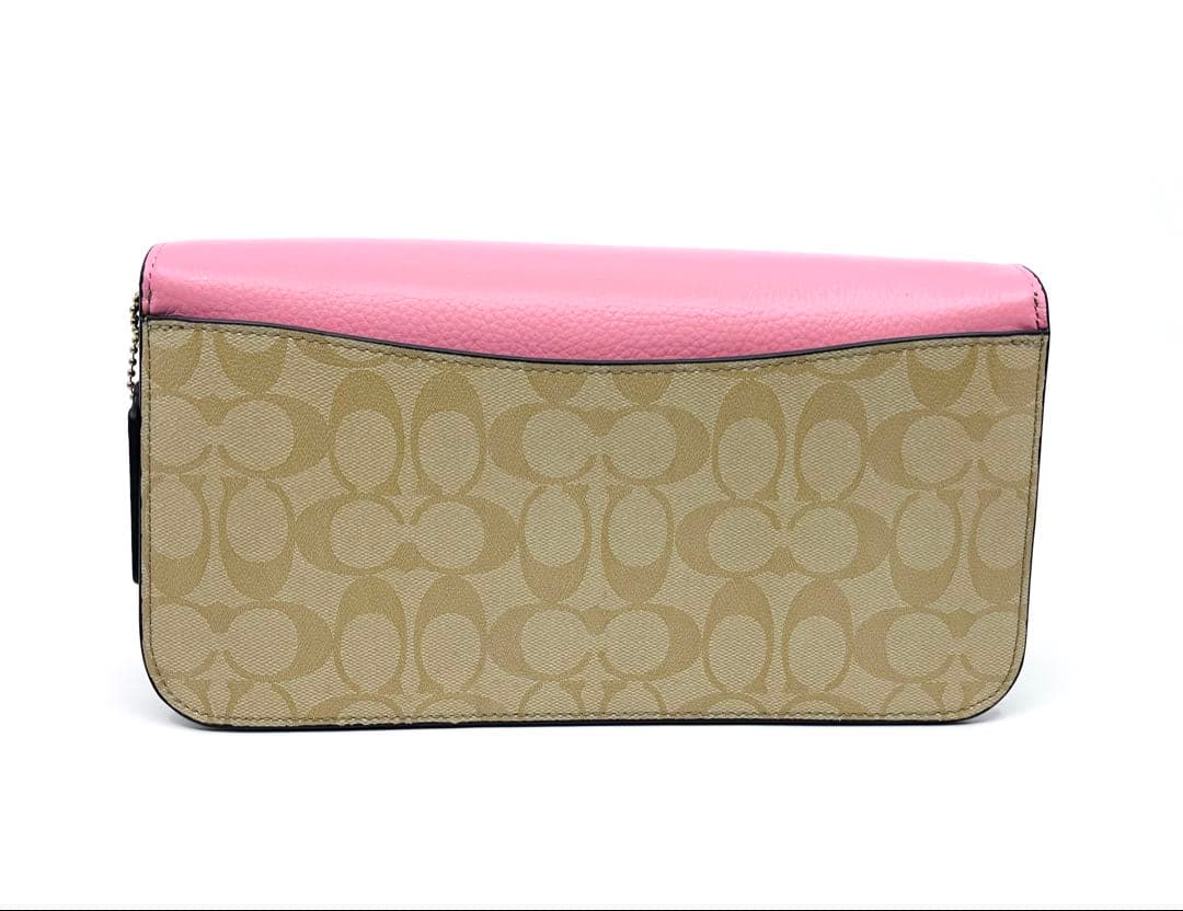 【新品・未使用】COACH シグネチャー ピンク フラップ ショルダー バッグ