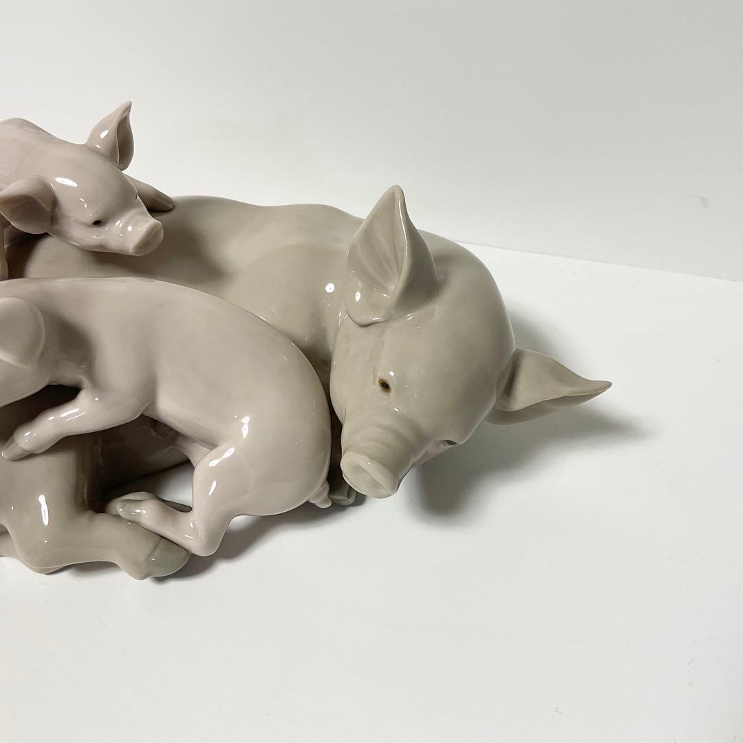 【美品】Lladro リヤドロ 豚の親子 家族 子豚