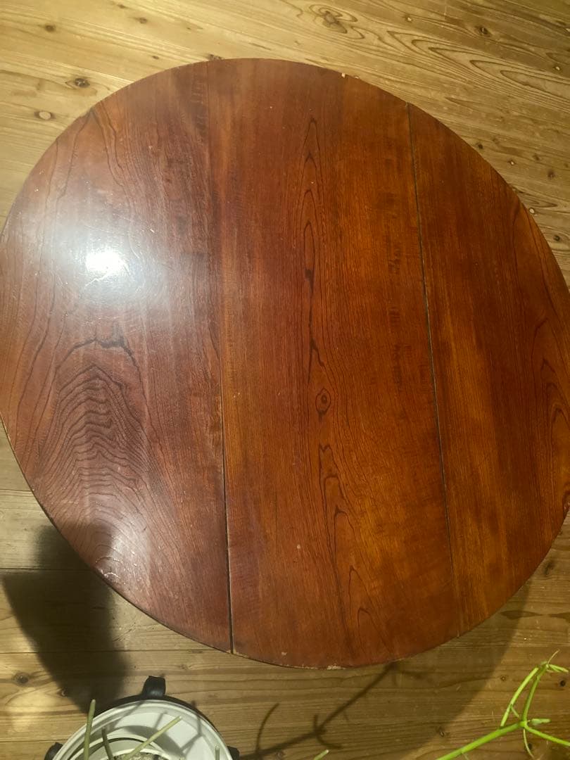 昭和レトロ　古い木製丸ローテーブル　折畳丸ちゃぶ台13直径950