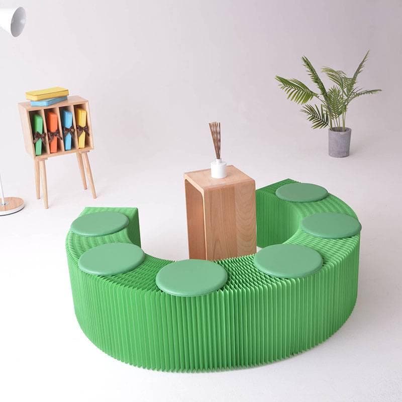 折り畳み伸縮ベンチグリーン高さ40㎝長さ2.5ｍ持ち運び可能ダイニング待合室用