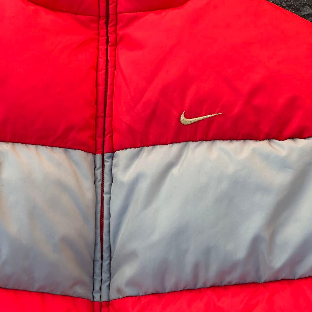 00s Nike ダウンジャケット リバーシブル ロゴ刺繍 チェック 水色