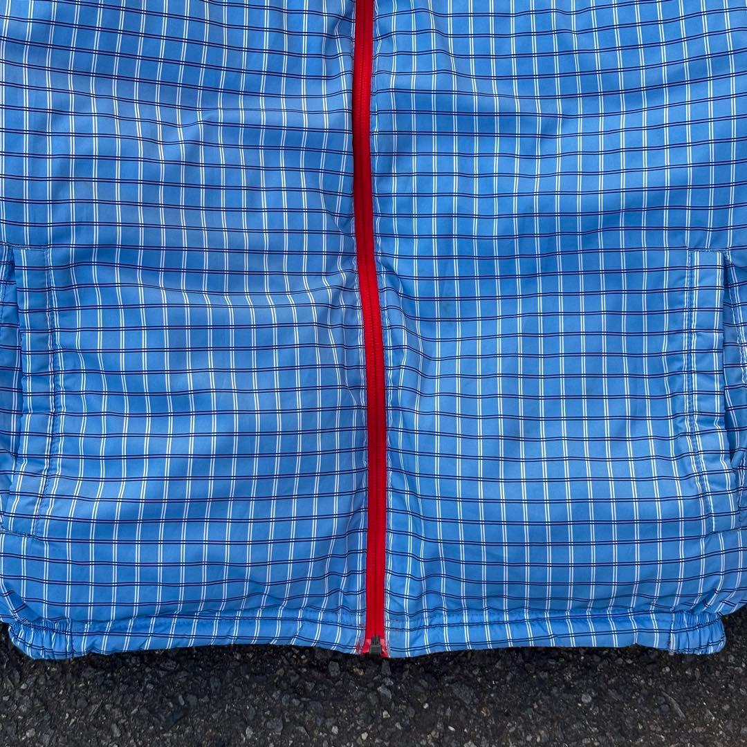 00s Nike ダウンジャケット リバーシブル ロゴ刺繍 チェック 水色
