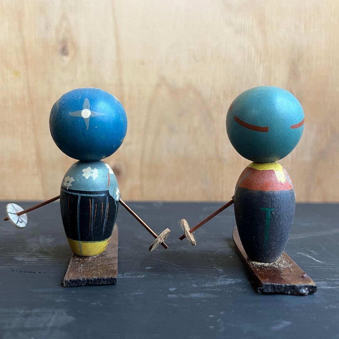 首ふりこけし スキー人形 ゆきんこ 民藝 農民美術 モンペ 着物 雪国