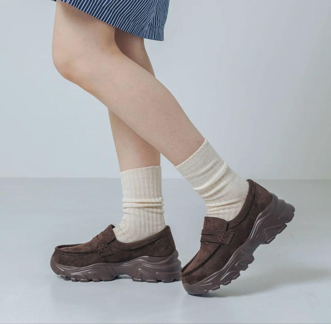 お値下不可EVOL♡新品スニーカーソールローファー IZ5849 （ブラウン）S