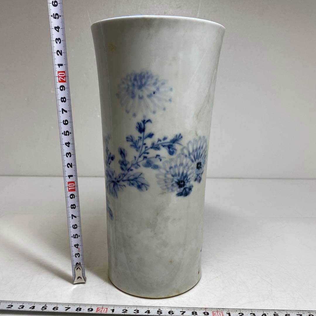 加藤幸兵衛 染付 花瓶 共箱 高さ約24.5cm 東T8-0207①