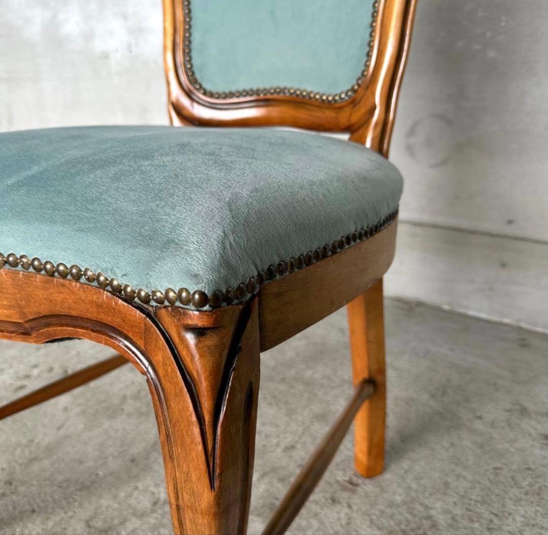 ✦90s✦ロココ調 イタリア製ダイニングチェア アンティーク　ベロア ベルベット