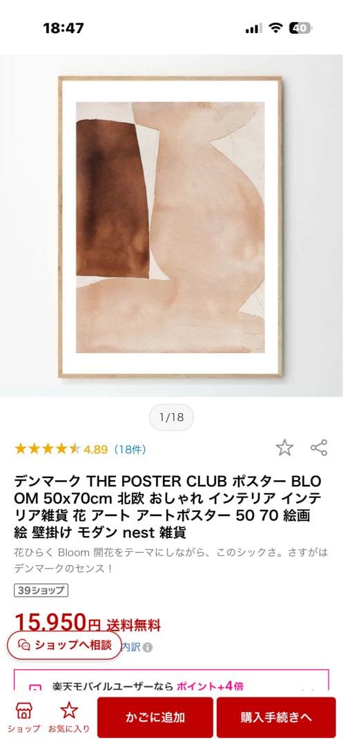 デンマーク THE POSTER CLUB ポスター BLOOM 50x70 額