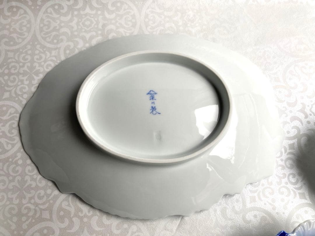 深川製磁　菓子器揃　盛皿　銘々皿　牡丹形